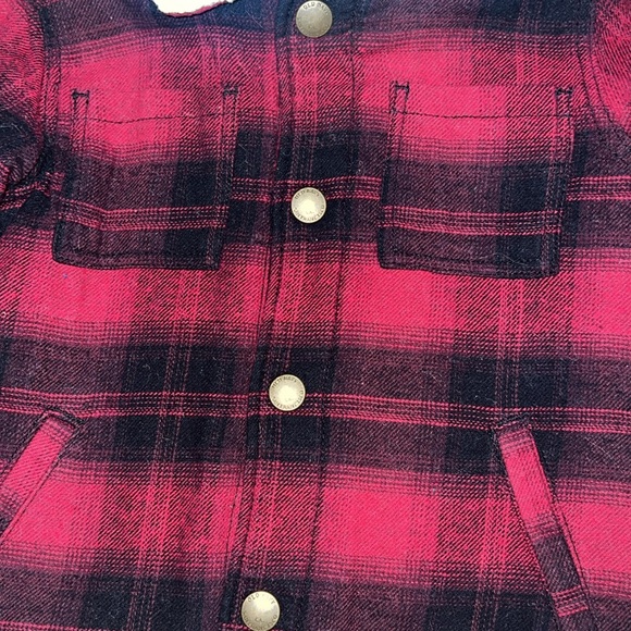 Old Navy Baby Sherpa Plaid Button Down Jacket - Picture 2 of 7